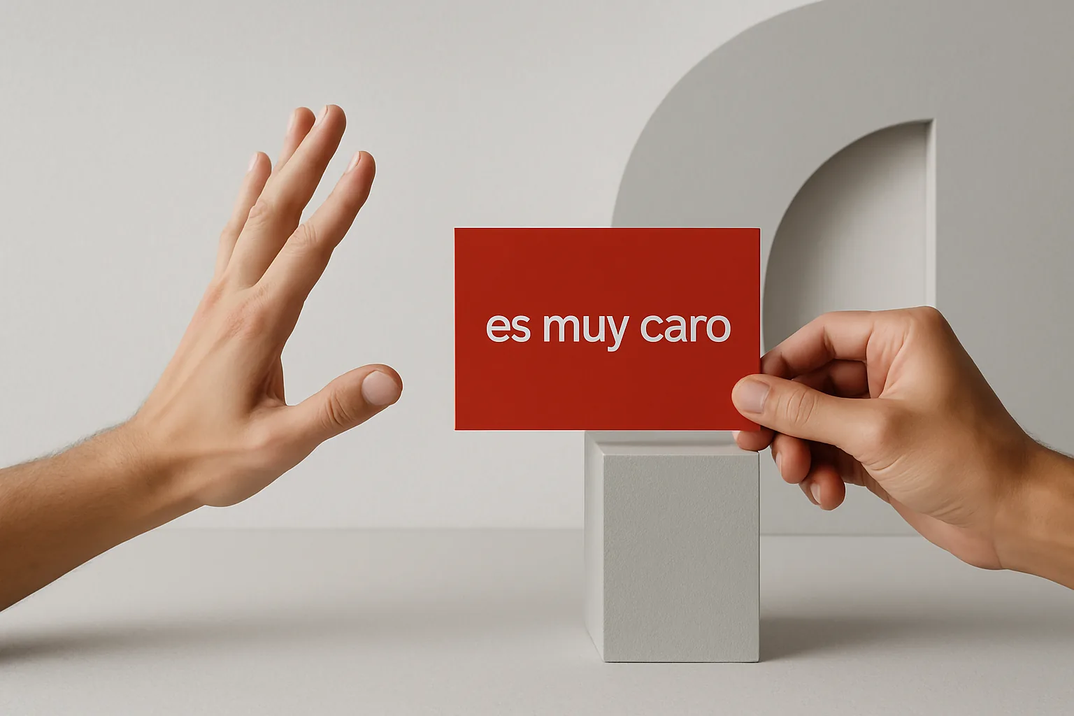 Persona enfrentando la objeción "es muy caro" durante una negociación